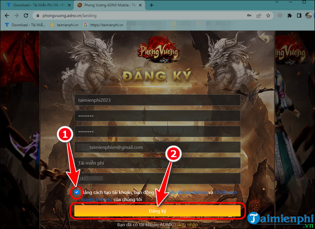 huong dan dang ky choi Phong Vương ADNX Mobile Alpha Test