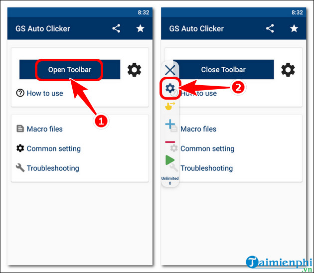 cach su dung gs auto clicker tren dien thoai Android