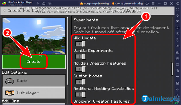 cach tai va cai minecraft 1.19 apk tren BlueStacks