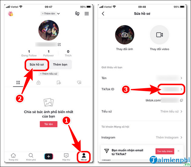 cach doi id tiktok khi chua du 30 ngay tren mobile