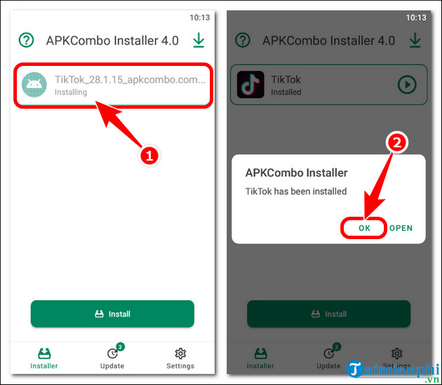 cai cai va su dung apkcombo tren dien thoai android