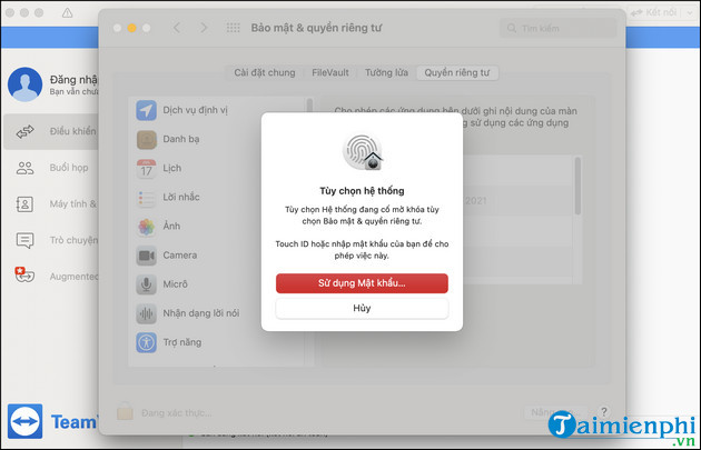 phan quyen teamviewer tren mac de dieu khien may tinh