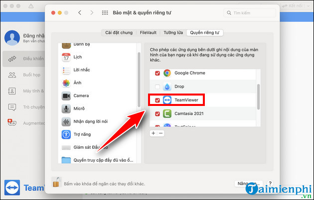 chi se cach phan quyen cho teamviewer tren mac