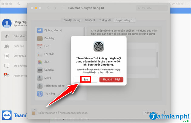 cac buoc phan quyen cho teamviewer tren mac