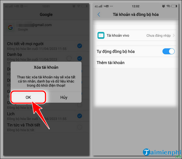 Cách xóa tài khoản Google trên điện thoại Vivo không cần restore máy 10 cach xoa tai khoan gmail tren Android vivo