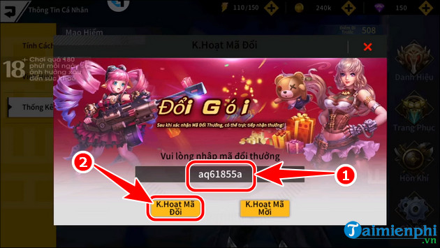 nhap code grail tale tren iPhone