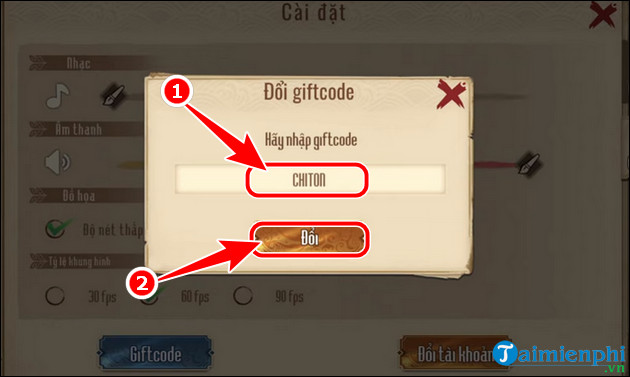 su dung ma giftcode tam quoc chi ton tren iOS
