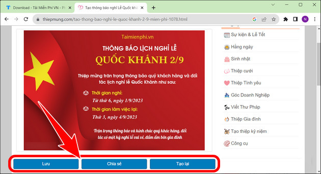 cach tao thong bao nghi le quoc khanh 2/9