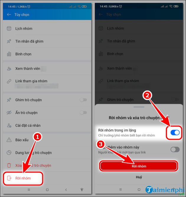 cach thoat nhom chat zalo trong im lang