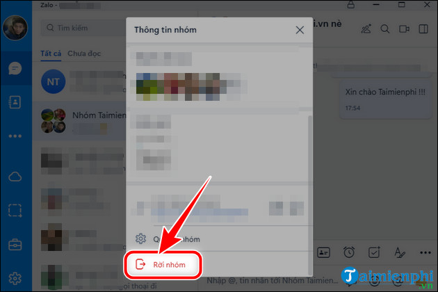 cach roi nhom chat tren zalo trong im lang