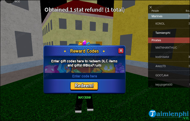 blox fruits giftcode game