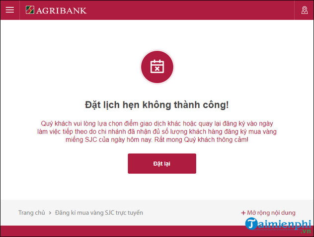 cach dang ky mua vang sjc online Agribank