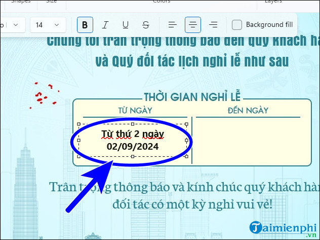 tao thong bao nghi le 2/9 khong can phan mem