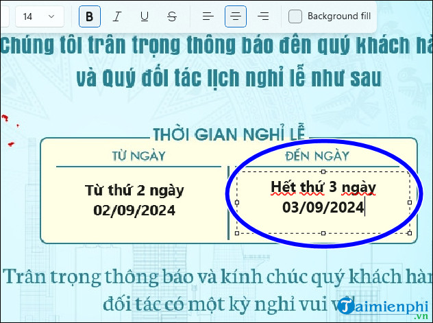 tao thong bao nghi le 2/9 khong can cai dat pham mem