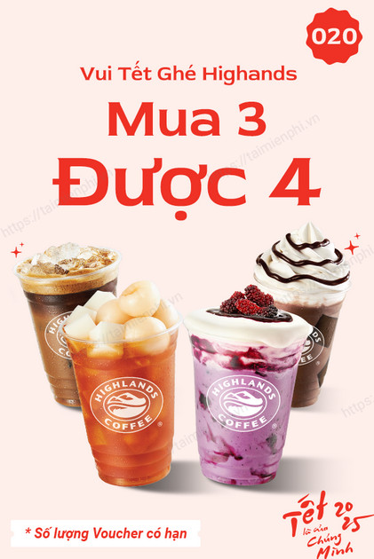 voucher Highland coffee mua 4 tang 1