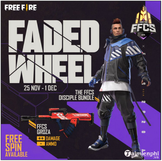 ffcs discipline and groza skin in the event faded wheel free fire