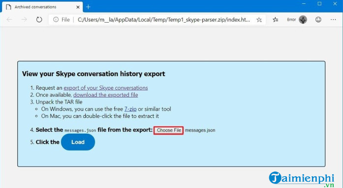 Cách tải lịch sử chat và file trên Skype