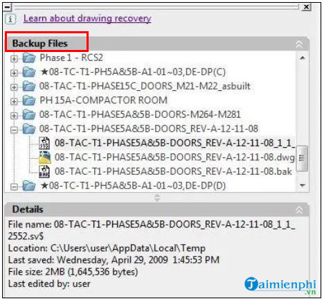 use a recovered file autocad