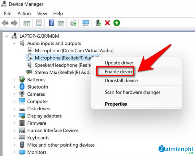 lcach khac phuc su co micro windows 11 khong hoat dong