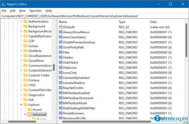 thay doi kich thuoc taskbar Win 11