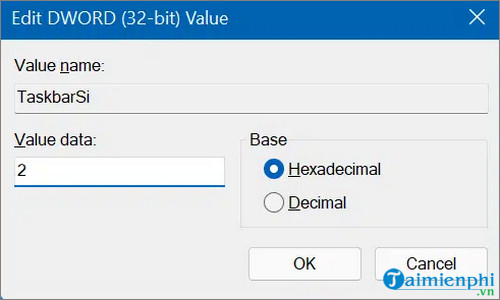 chinh kich thuoc taskbar tren windows 11