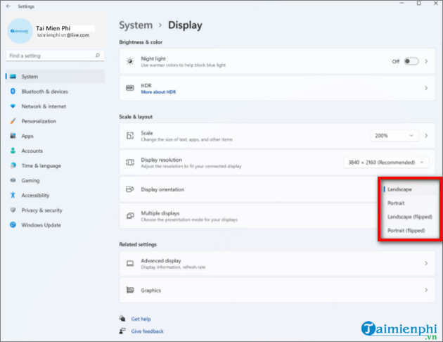 cach xoay man hinh may tinh Windows 11
