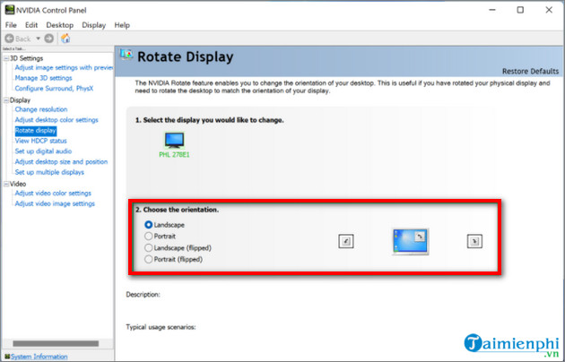 tuy chon xoay man hinh Windows 11