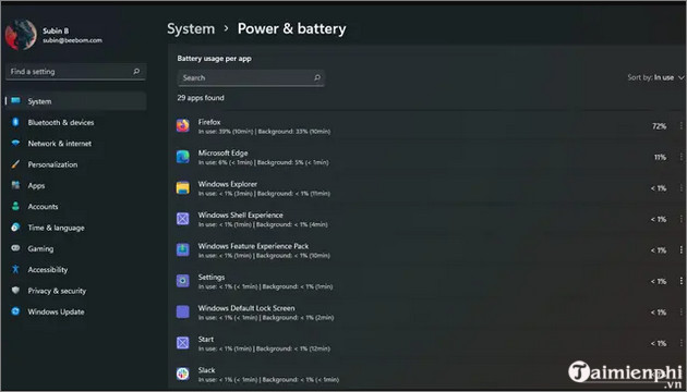 theo doi su dung pin laptop tren Windows 11