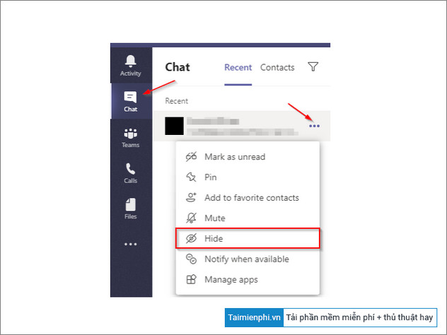 Cách ẩn, hiện cuộc trò chuyện trên Microsoft Teams