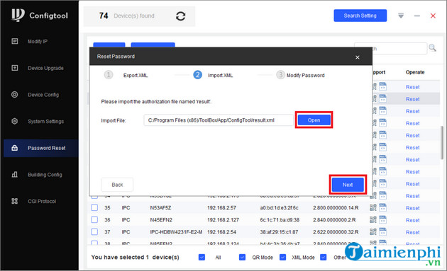 su dung Config Tool doi mat khau
