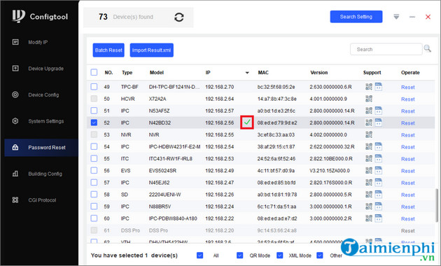 doi mat khau Dahua bang Config Tool