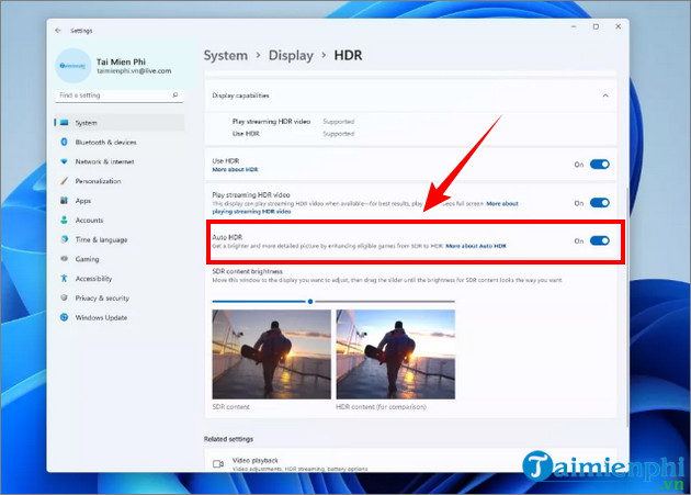 cach kich hoat auto hdr 10 tren win 11
