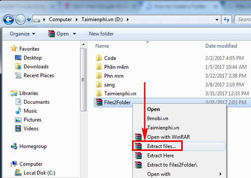 Cách tạo thư mục từ file có sẵn, tạo thư mục trùng tên file