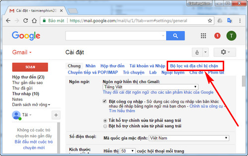 Huong Dan Xa spam mail tu dong on gmail 3