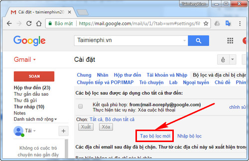 Huong Dan Xa spam mail tu dong on gmail 4