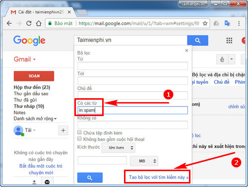 Huong Dan Xa spam mail tu dong on gmail 5