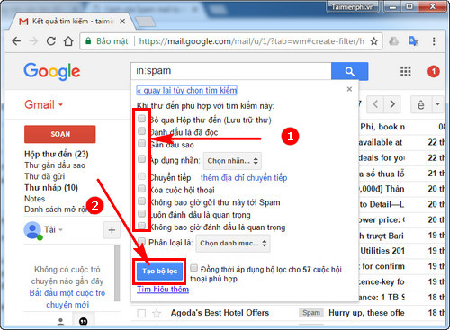 Cách xóa Spam mail tự động trên Gmail, xóa thư spam