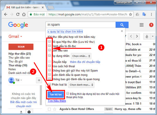 Huong Dan Xa spam mail tu dong on gmail 6