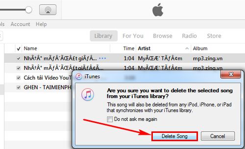Cách xóa bài hát trong thư viện iTunes, xóa nhạc trên iTunes