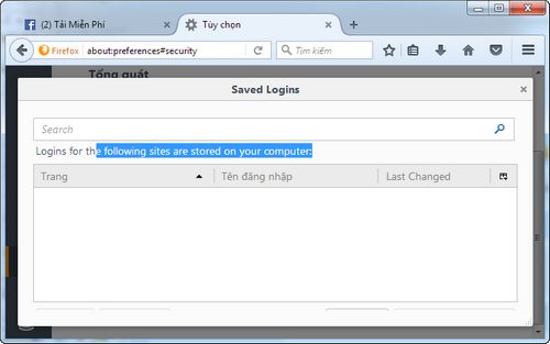 Cách xóa mật khẩu Facebook lưu trên Firefox