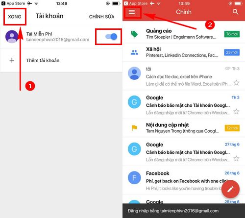 Cách đăng nhập Gmail trên điện thoại iPhone