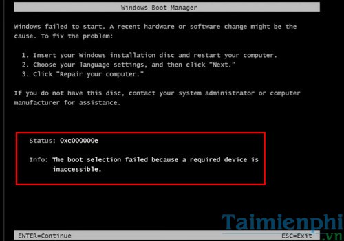 Cách sửa lỗi 0xc00000e Windows Failed to Start khi khởi động Windows