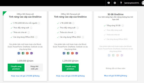 Tăng dung lượng lưu trữ OneDrive cho Windows 10