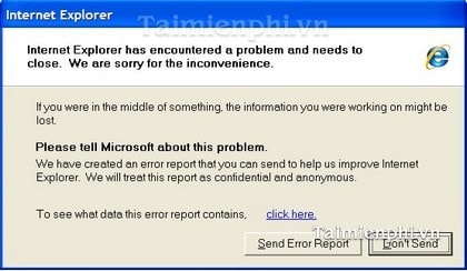 Internet Explorer - Xử lý lỗi 