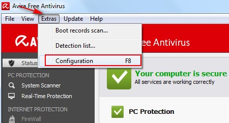 Avira Free AntiVirus - Bảo vệ các thiết lập bằng mật khẩu