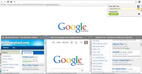 Google Chrome - Duyệt nhiều Tab ngay trên cửa sổ trình duyệt chính