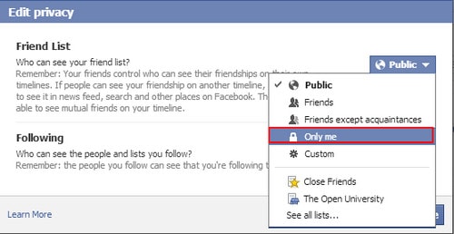 Facebook - Thiết lập chế độ bảo mật danh sách bạn bè