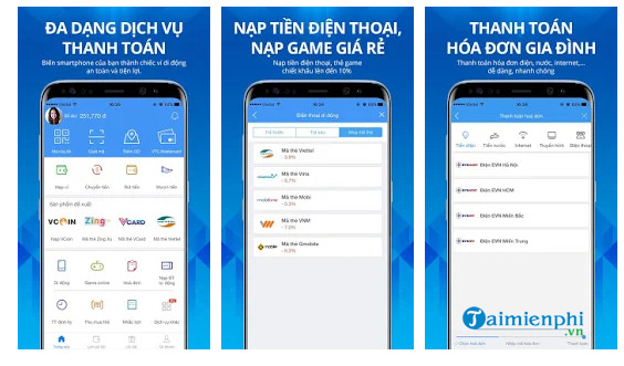 cac ung dung nap tien mobifone VTCPay