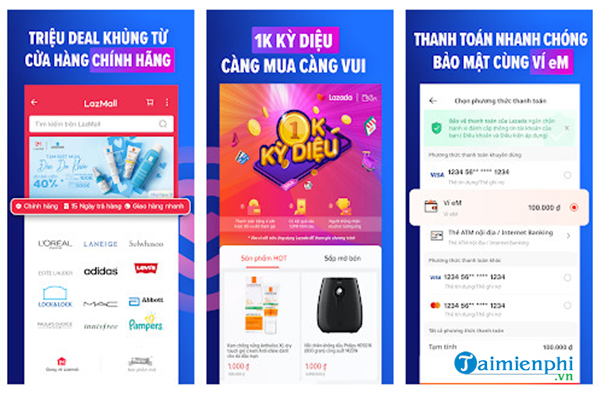 cac ung dung nap tien mobifone Lazada, Tki