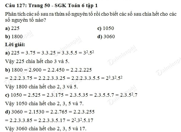 Giải Toan Lớp 6 Tập 1 Trang 50 51 Phan Tich Một Số Ra Thừa Số Nguyen